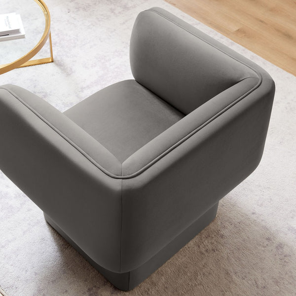 Modway Furniture Tate Performance Velvet Accent Chair - Luxurious Comfort & Contemporary Design for Any Space Storm Gray EEI-6995-STG