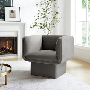 Modway Furniture Tate Performance Velvet Accent Chair - Luxurious Comfort & Contemporary Design for Any Space Storm Gray EEI-6995-STG