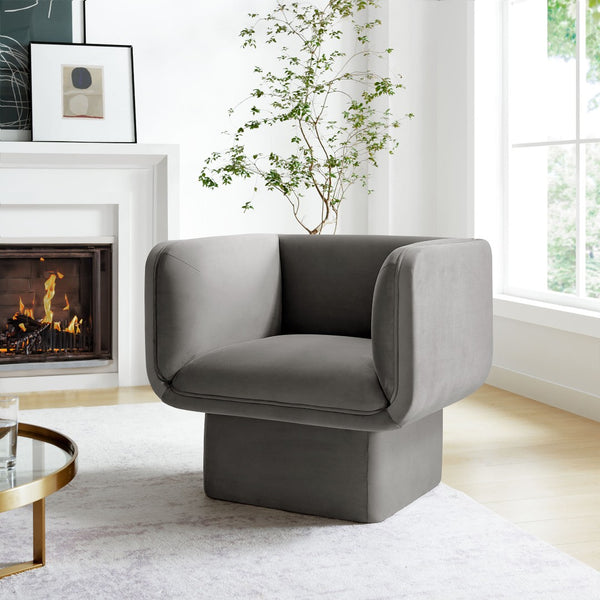 Modway Furniture Tate Performance Velvet Accent Chair - Luxurious Comfort & Contemporary Design for Any Space Storm Gray EEI-6995-STG