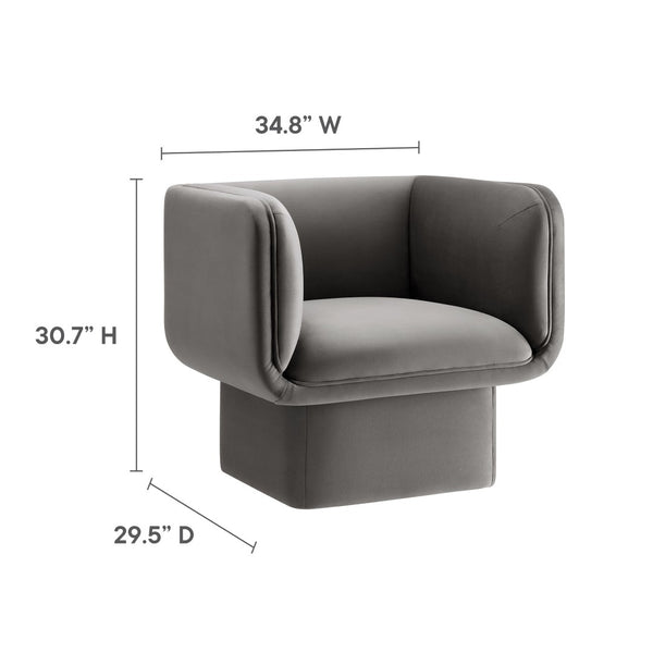 Modway Furniture Tate Performance Velvet Accent Chair - Luxurious Comfort & Contemporary Design for Any Space Storm Gray EEI-6995-STG