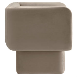 Modway Furniture Tate Performance Velvet Accent Chair - Luxurious Comfort & Contemporary Design for Any Space Taupe EEI-6995-TAU