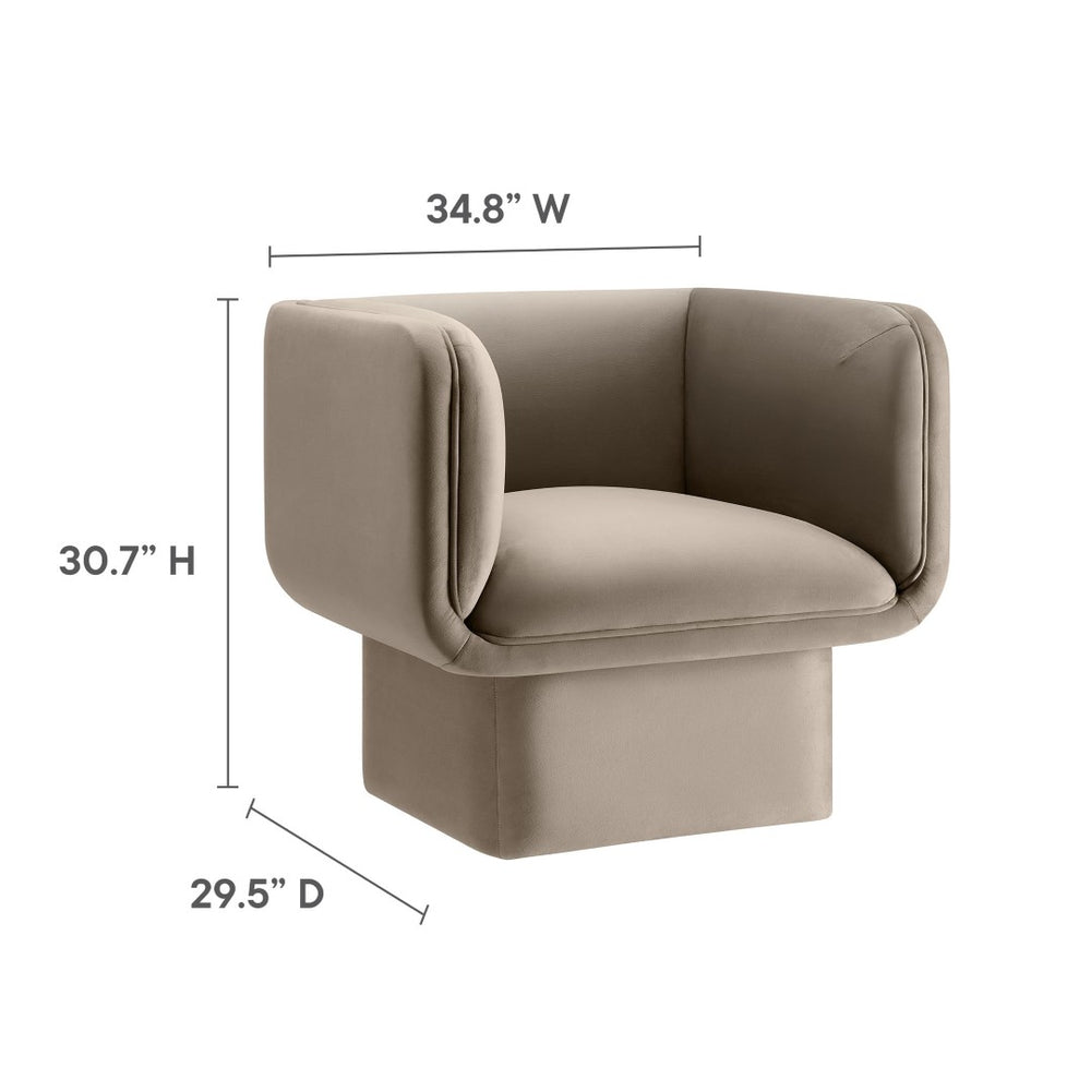 Modway Furniture Tate Performance Velvet Accent Chair - Luxurious Comfort & Contemporary Design for Any Space Taupe EEI-6995-TAU