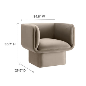 Modway Furniture Tate Performance Velvet Accent Chair - Luxurious Comfort & Contemporary Design for Any Space Taupe EEI-6995-TAU