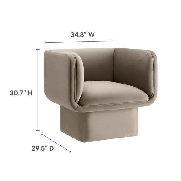 Modway Furniture Tate Performance Velvet Accent Chair - Luxurious Comfort & Contemporary Design for Any Space Taupe EEI-6995-TAU