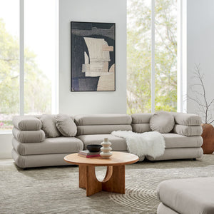 Modway Furniture Jubilee Modway Velvet Sectional Three Piece Modular Sofa with Tufted Retro Cushions Almond EEI-7003-ALM