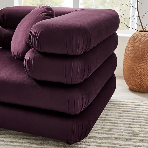 Modway Furniture Jubilee Modway Velvet Sectional Three Piece Modular Sofa with Tufted Retro Cushions Mulberry EEI-7003-MUL