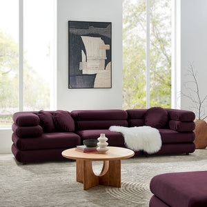 Modway Furniture Jubilee Modway Velvet Sectional Three Piece Modular Sofa with Tufted Retro Cushions Mulberry EEI-7003-MUL