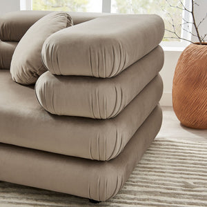 Modway Furniture Jubilee Modway Velvet Sectional Three Piece Modular Sofa with Tufted Retro Cushions Taupe EEI-7003-TAU