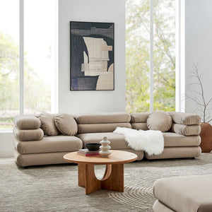 Modway Furniture Jubilee Modway Velvet Sectional Three Piece Modular Sofa with Tufted Retro Cushions Taupe EEI-7003-TAU