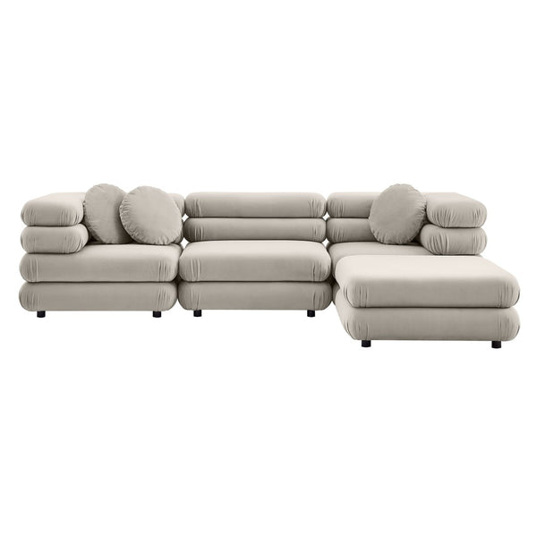 Modway Furniture Jubilee Modway Four Piece Velvet Sectional with Tufted Cushions for Modern Living Almond EEI-7004-ALM