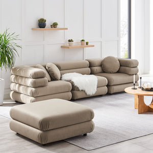 Modway Furniture Jubilee Modway Four Piece Velvet Sectional with Tufted Cushions for Modern Living Taupe EEI-7004-TAU