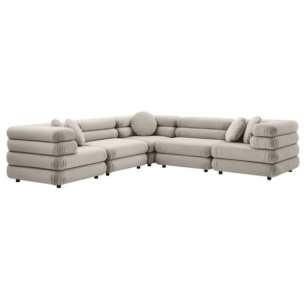 Modway Furniture Jubilee Mid-century Tufted Performance Velvet Modular Sectional for Modern Living Rooms Almond EEI-7005-ALM