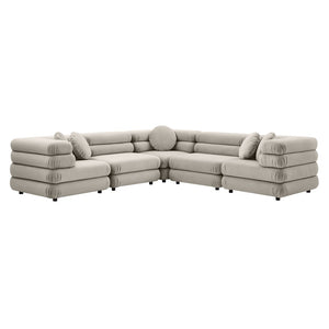 Modway Furniture Jubilee Mid-century Tufted Performance Velvet Modular Sectional for Modern Living Rooms Almond EEI-7005-ALM