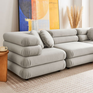 Modway Furniture Jubilee Mid-century Tufted Performance Velvet Modular Sectional for Modern Living Rooms Almond EEI-7005-ALM