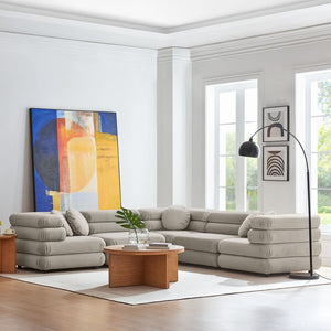 Modway Furniture Jubilee Mid-century Tufted Performance Velvet Modular Sectional for Modern Living Rooms Almond EEI-7005-ALM