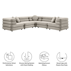 Modway Furniture Jubilee Mid-century Tufted Performance Velvet Modular Sectional for Modern Living Rooms Almond EEI-7005-ALM