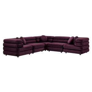 Modway Furniture Jubilee Mid-century Tufted Performance Velvet Modular Sectional for Modern Living Rooms Mulberry EEI-7005-MUL