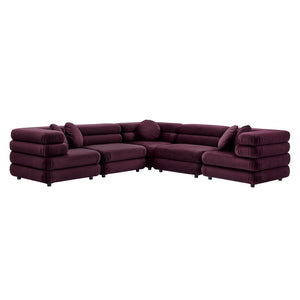 Modway Furniture Jubilee Mid-century Tufted Performance Velvet Modular Sectional for Modern Living Rooms Mulberry EEI-7005-MUL