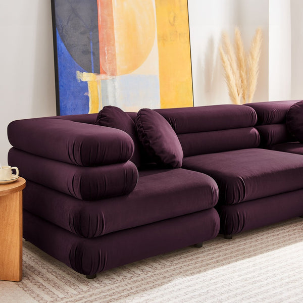 Modway Furniture Jubilee Mid-century Tufted Performance Velvet Modular Sectional for Modern Living Rooms Mulberry EEI-7005-MUL