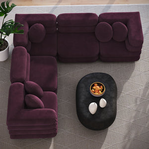 Modway Furniture Jubilee Mid-century Tufted Performance Velvet Modular Sectional for Modern Living Rooms Mulberry EEI-7005-MUL