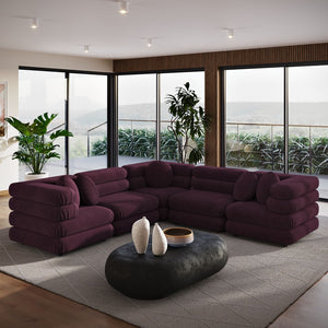 Modway Furniture Jubilee Mid-century Tufted Performance Velvet Modular Sectional for Modern Living Rooms Mulberry EEI-7005-MUL