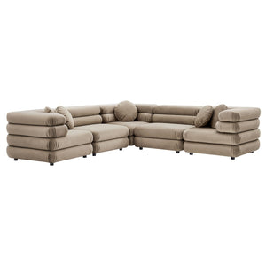 Modway Furniture Jubilee Mid-century Tufted Performance Velvet Modular Sectional for Modern Living Rooms Taupe EEI-7005-TAU