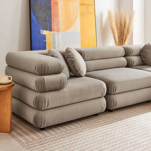 Modway Furniture Jubilee Mid-century Tufted Performance Velvet Modular Sectional for Modern Living Rooms Taupe EEI-7005-TAU