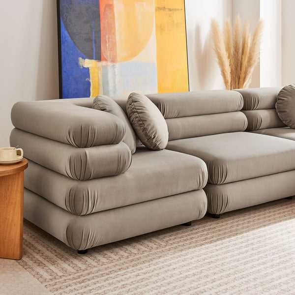 Modway Furniture Jubilee Mid-century Tufted Performance Velvet Modular Sectional for Modern Living Rooms Taupe EEI-7005-TAU