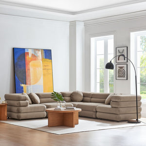 Modway Furniture Jubilee Mid-century Tufted Performance Velvet Modular Sectional for Modern Living Rooms Taupe EEI-7005-TAU