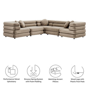 Modway Furniture Jubilee Mid-century Tufted Performance Velvet Modular Sectional for Modern Living Rooms Taupe EEI-7005-TAU
