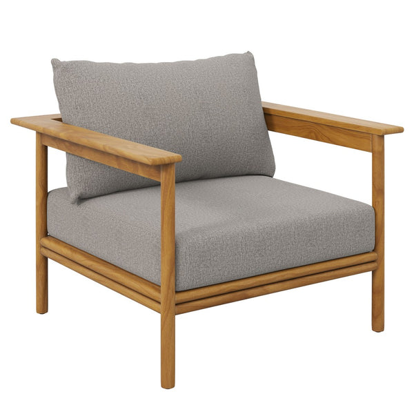 Modway Furniture Wren Outdoor Teak Wood Armchair - All-Weather Comfort with Plush Cushions for Stylish Patios & Decks Natural Driftwood EEI-7007-NAT-DRI