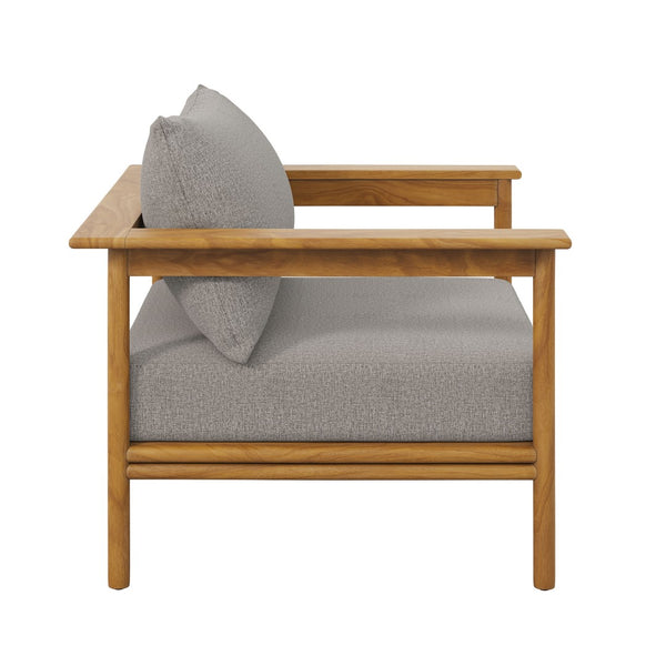 Modway Furniture Wren Outdoor Teak Wood Armchair - All-Weather Comfort with Plush Cushions for Stylish Patios & Decks Natural Driftwood EEI-7007-NAT-DRI