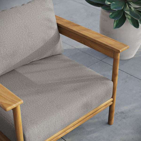 Modway Furniture Wren Outdoor Teak Wood Armchair - All-Weather Comfort with Plush Cushions for Stylish Patios & Decks Natural Driftwood EEI-7007-NAT-DRI