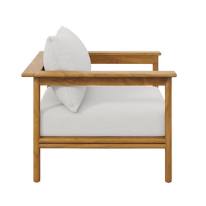 Modway Furniture Wren Outdoor Teak Wood Armchair - All-Weather Comfort with Plush Cushions for Stylish Patios & Decks Natural Sail EEI-7007-NAT-SAI