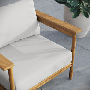 Modway Furniture Wren Outdoor Teak Wood Armchair - All-Weather Comfort with Plush Cushions for Stylish Patios & Decks Natural Sail EEI-7007-NAT-SAI