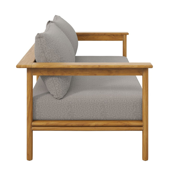 Modway Furniture Wren Outdoor Teak Patio Sofa - Timeless Design with Plush Cushions for Ultimate Comfort and Style Natural Driftwood EEI-7008-NAT-DRI