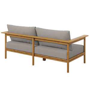 Modway Furniture Wren Outdoor Teak Patio Sofa - Timeless Design with Plush Cushions for Ultimate Comfort and Style Natural Driftwood EEI-7008-NAT-DRI