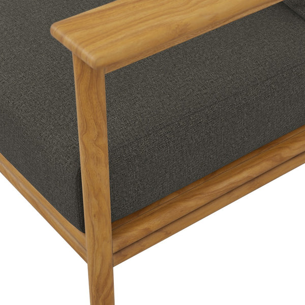 Modway Furniture Wren Outdoor Teak Patio Sofa - Timeless Design with Plush Cushions for Ultimate Comfort and Style Natural Flint Gray EEI-7008-NAT-FLI