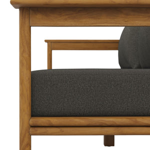 Modway Furniture Wren Outdoor Teak Patio Sofa - Timeless Design with Plush Cushions for Ultimate Comfort and Style Natural Flint Gray EEI-7008-NAT-FLI