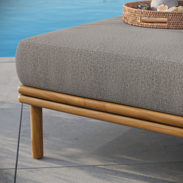Modway Furniture Wren Outdoor Teak Wood Ottoman - Stylish, Durable Comfort for Versatile Patio Living Spaces Natural Driftwood EEI-7009-NAT-DRI
