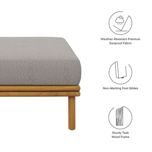 Modway Furniture Wren Outdoor Teak Wood Ottoman - Stylish, Durable Comfort for Versatile Patio Living Spaces Natural Driftwood EEI-7009-NAT-DRI