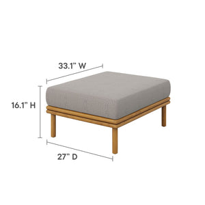 Modway Furniture Wren 2-Piece Teak Outdoor Sofa and Ottoman Set for Relaxed Patio Living - Durable Comfort & Style Natural Driftwood EEI-7066-NAT-DRI