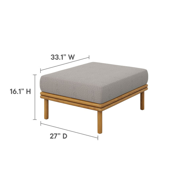 Modway Furniture Wren 2-Piece Teak Outdoor Sofa and Ottoman Set for Relaxed Patio Living - Durable Comfort & Style Natural Driftwood EEI-7066-NAT-DRI