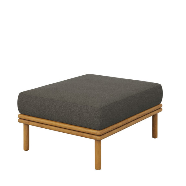 Modway Furniture Wren 2-Piece Teak Outdoor Sofa and Ottoman Set for Relaxed Patio Living - Durable Comfort & Style Natural Flint Gray EEI-7066-NAT-FLI