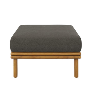 Modway Furniture Wren Outdoor Teak Wood Ottoman - Stylish, Durable Comfort for Versatile Patio Living Spaces Natural Flint Gray EEI-7009-NAT-FLI