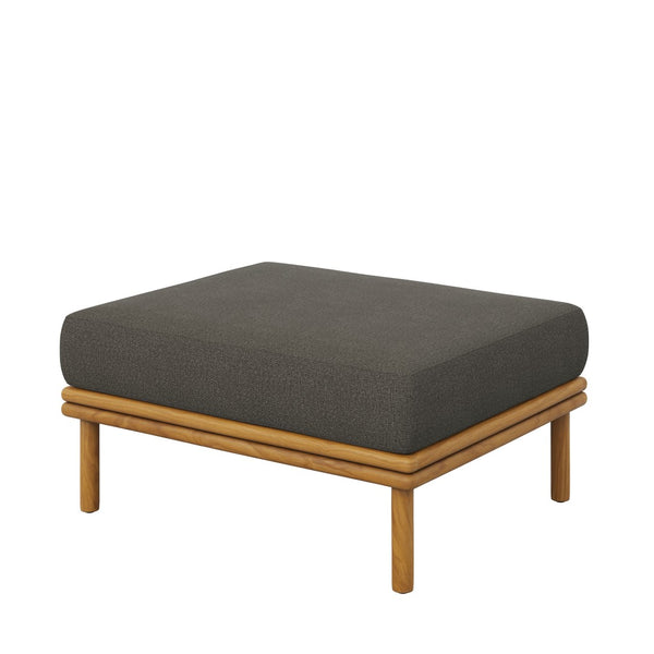 Modway Furniture Wren Outdoor Teak Wood Ottoman - Stylish, Durable Comfort for Versatile Patio Living Spaces Natural Flint Gray EEI-7009-NAT-FLI