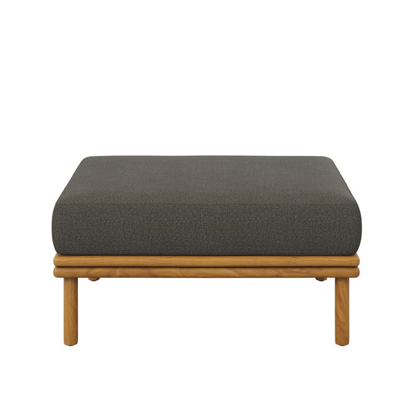 Modway Furniture Wren Outdoor Teak Wood Ottoman - Stylish, Durable Comfort for Versatile Patio Living Spaces Natural Flint Gray EEI-7009-NAT-FLI
