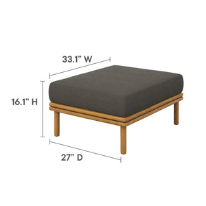 Modway Furniture Wren 2-Piece Teak Outdoor Sofa and Ottoman Set for Relaxed Patio Living - Durable Comfort & Style Natural Flint Gray EEI-7066-NAT-FLI