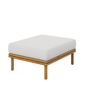 Modway Furniture Wren 2-Piece Teak Outdoor Sofa and Ottoman Set for Relaxed Patio Living - Durable Comfort & Style Natural Sail EEI-7066-NAT-SAI