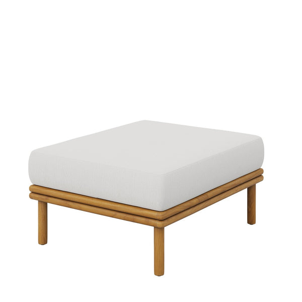 Modway Furniture Wren Outdoor Teak Wood Ottoman - Stylish, Durable Comfort for Versatile Patio Living Spaces Natural Sail EEI-7009-NAT-SAI